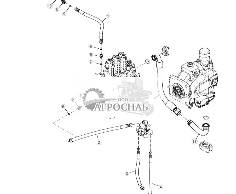 Трубопровод от гидравлического насоса к 3-золотниковому вспомогательному клапану управления - ST803163 219.jpg